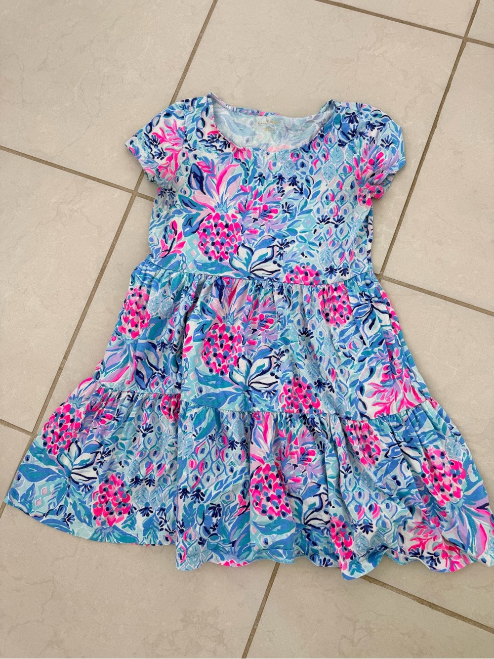 Lilly Pulitzer Tiered Dress in Blue and Pink